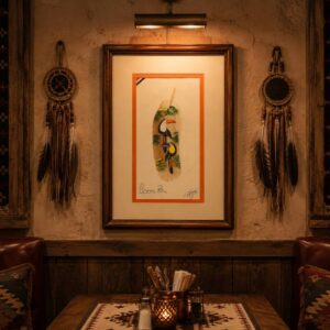 Costa Rica Hand-Painted Feather Art – Framed Vintage Wall Decor
